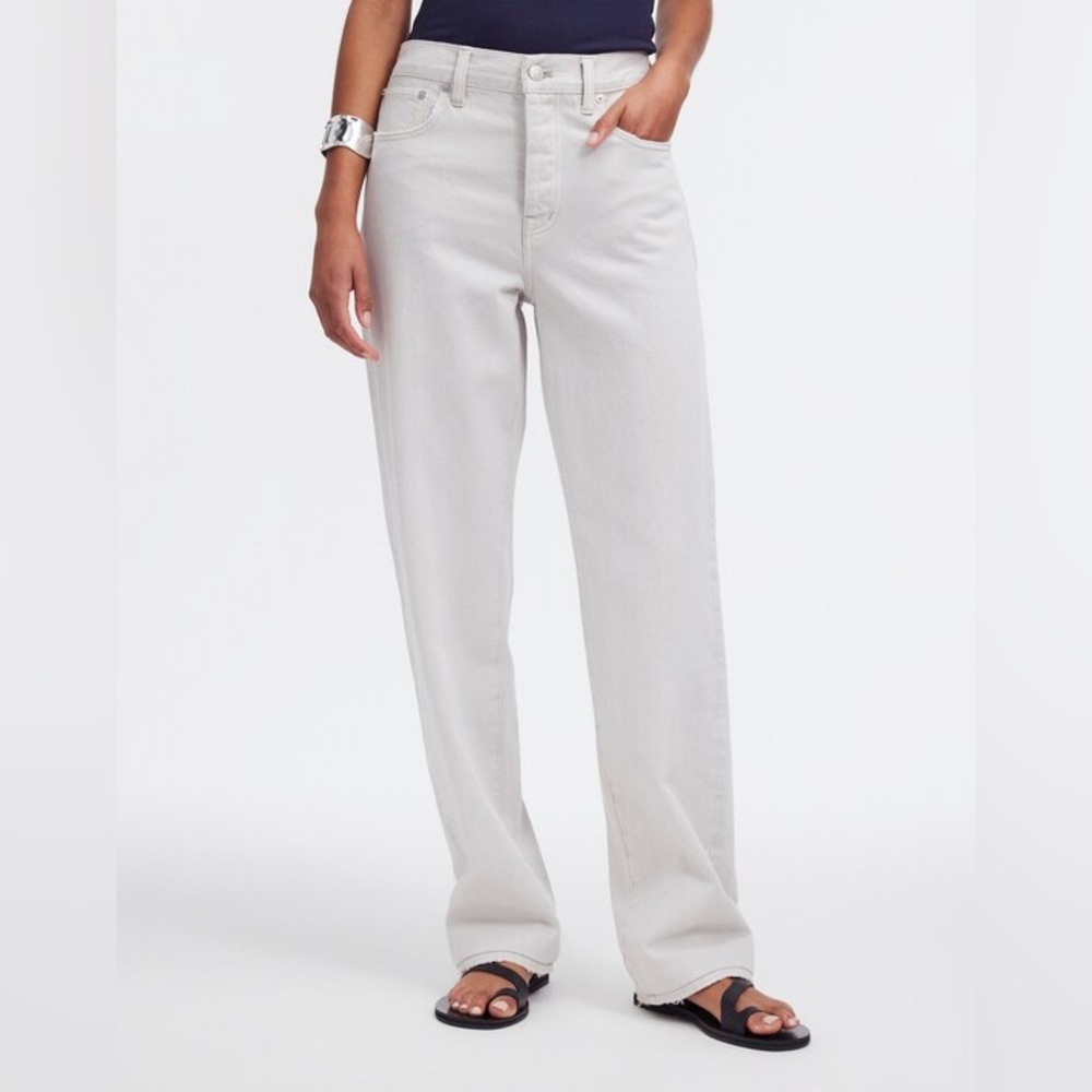 Madewell Straight Leg Pants in Light Gray